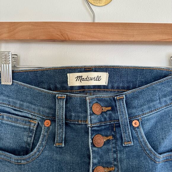 Madewell 10" High-Rise Skinny Jeans in Dewitt Wash Button-Front Denim 25 - Picture 8 of 13